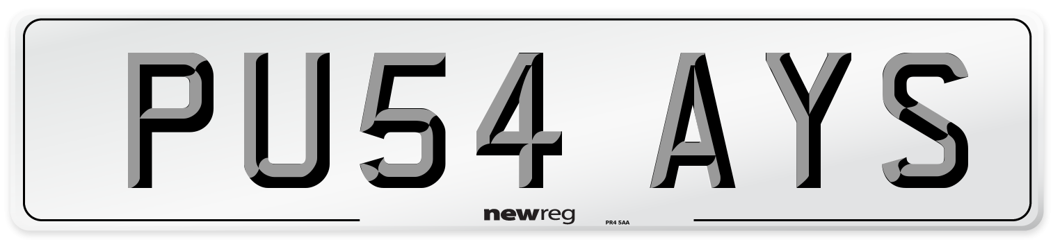 PU54 AYS Number Plate from New Reg